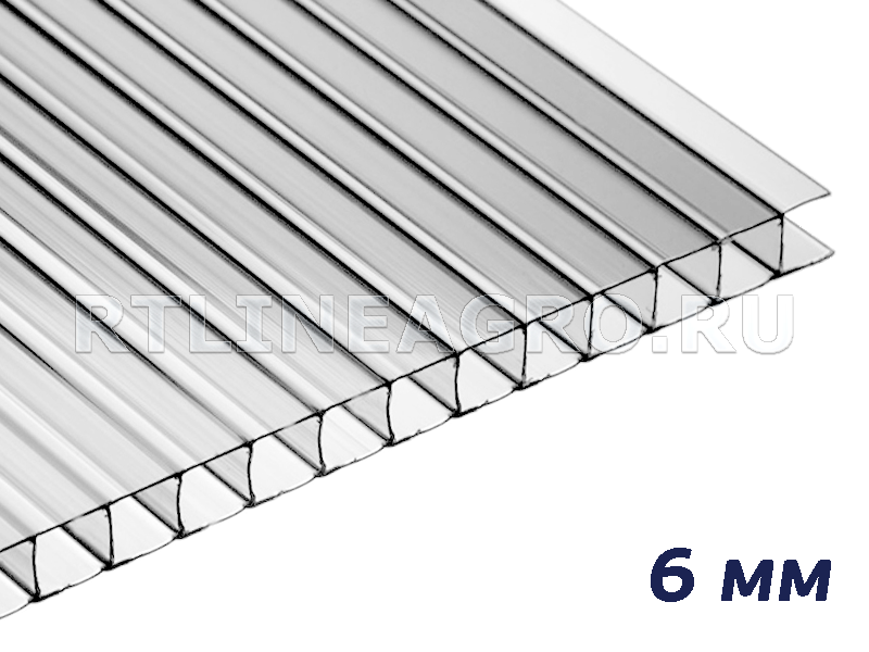 Поликарбонат сотовый прозрачный 6мм Practiq / 12,00 х 2,10 м / 0,89 кг