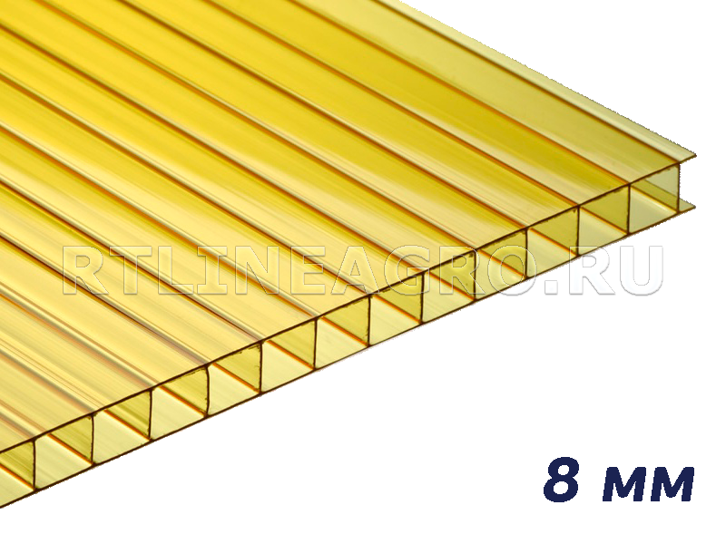 Поликарбонат сотовый желтый 8 мм Novattro / 12,00 х 2,10 м / 1,40 кг Поликарбонат сотовый желтый 8 мм Novattro / 12,00 х 2,10 м / 1,40 кг